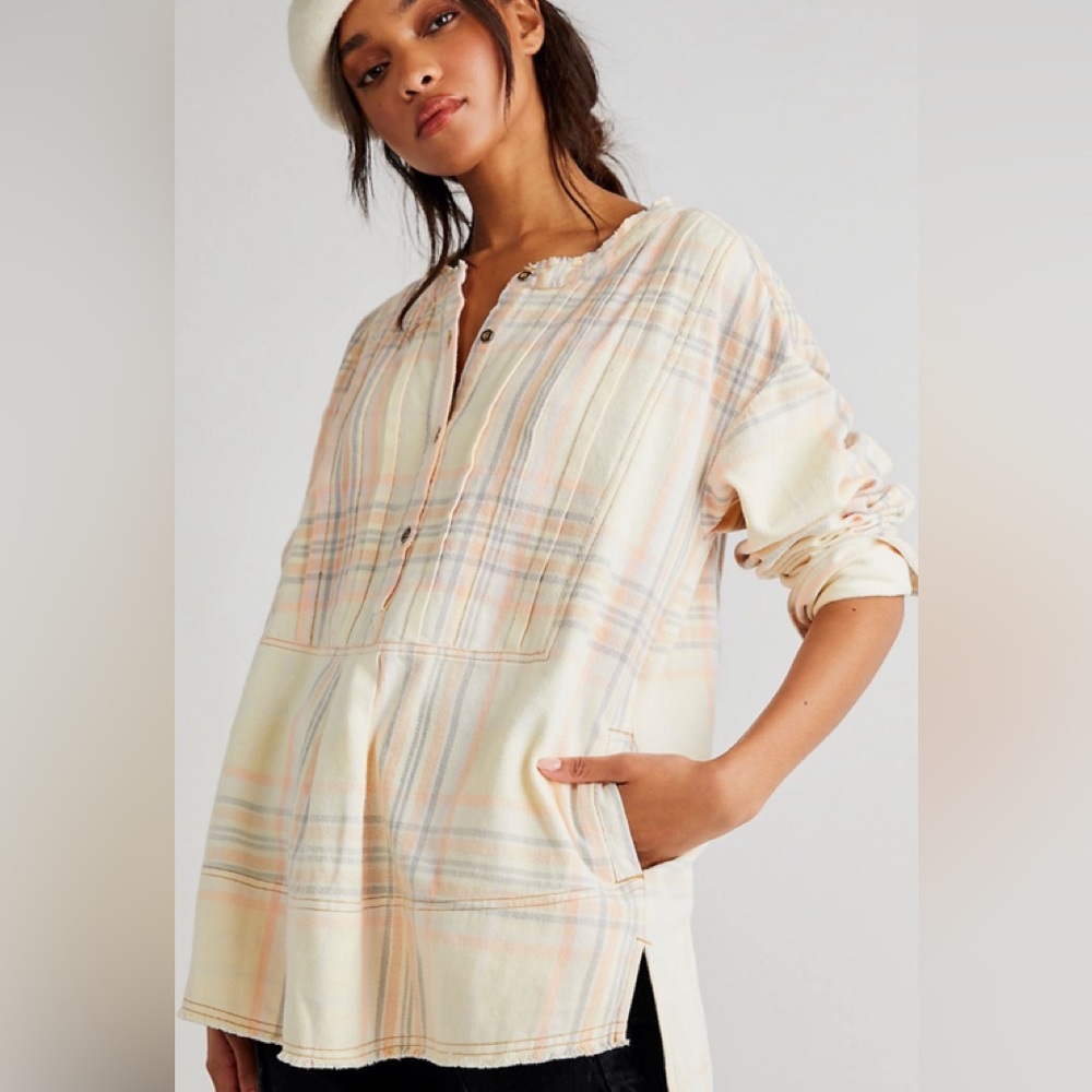 Free People Dunes Pintuck top in XS Honey comb